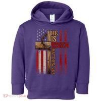 Easter Cross He Is Risen Jesus Christian Usa Flag Toddler Hoodie thumb 0