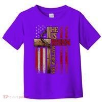 Easter Cross He Is Risen Jesus Christian Usa Flag Toddler T-Shirt thumb 0