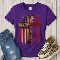 Easter Cross He Is Risen Jesus Christian Usa Flag Women's T-Shirt thumb 3