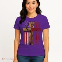 Easter Cross He Is Risen Jesus Christian Usa Flag Women's T-Shirt thumb 4