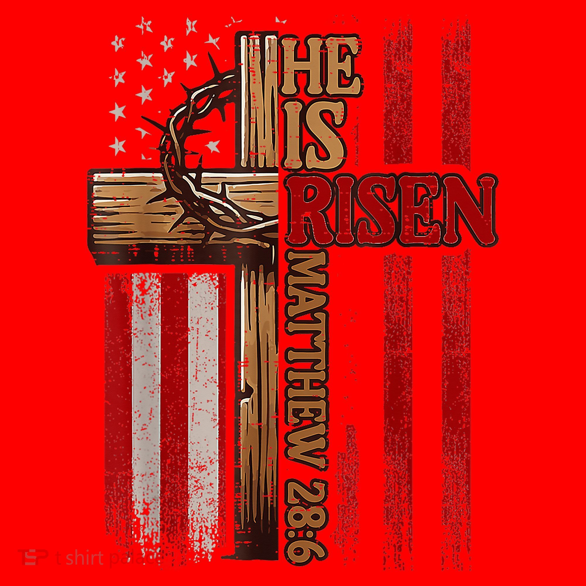 Easter Cross He Is Risen Jesus Christian Usa Flag Santa Hat