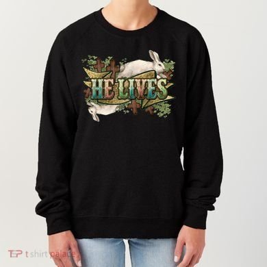 Easter Cross He Is Risen Jesus Christian He Lives Women's Sweatshirt