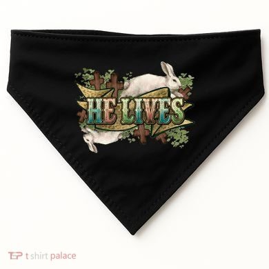 Easter Cross He Is Risen Jesus Christian He Lives USA-Made Doggie Bandana