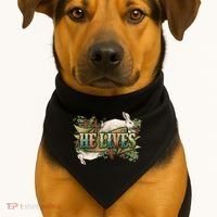 Easter Cross He Is Risen Jesus Christian He Lives USA-Made Doggie Bandana thumb 1