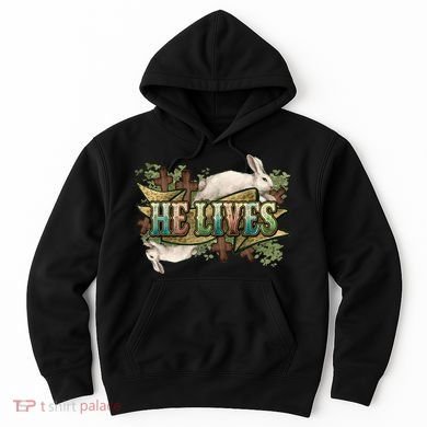 Easter Cross He Is Risen Jesus Christian He Lives Hoodie