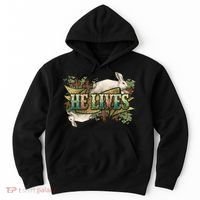 Easter Cross He Is Risen Jesus Christian He Lives Hoodie thumb 0