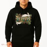 Easter Cross He Is Risen Jesus Christian He Lives Hoodie thumb 2