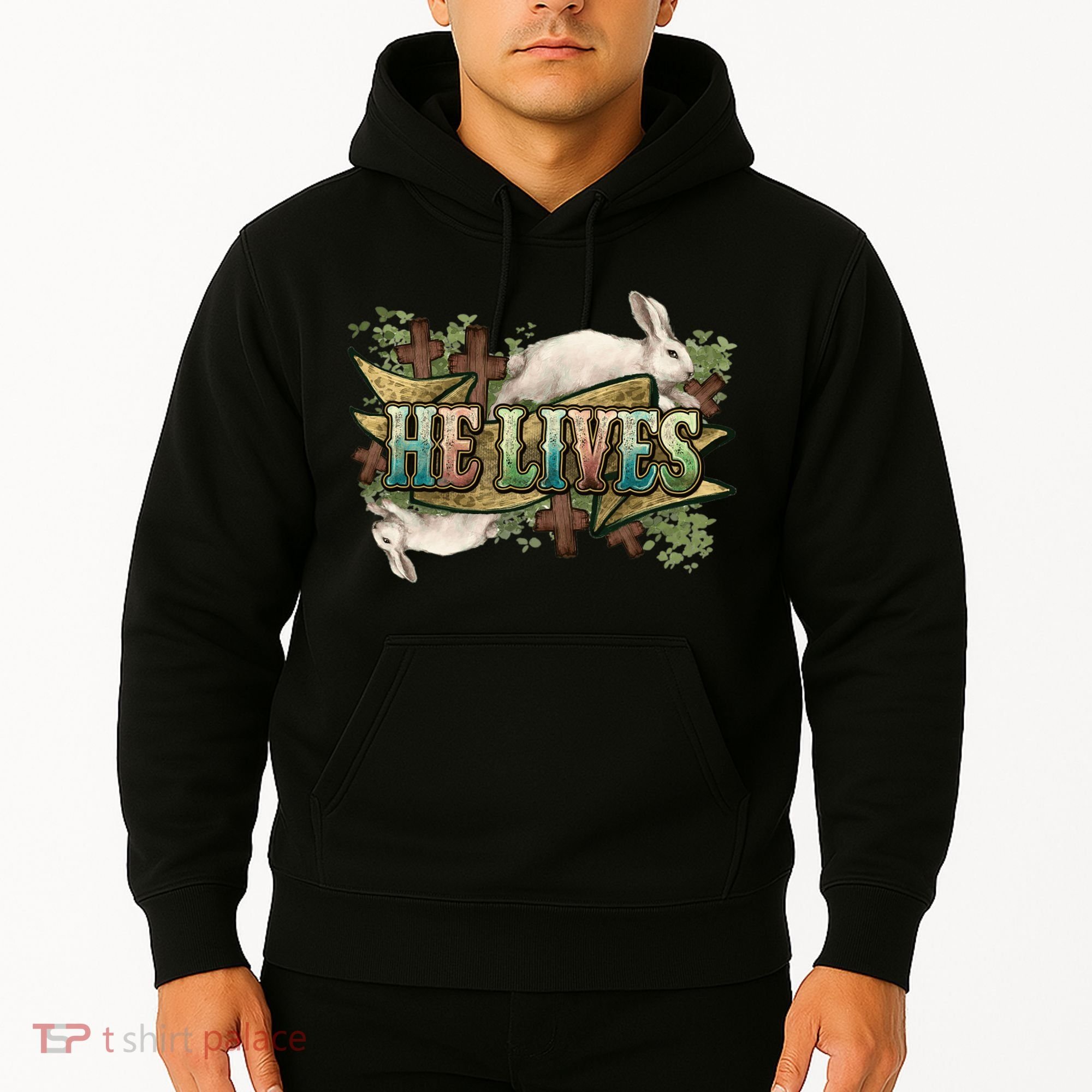 Easter Cross He Is Risen Jesus Christian He Lives Hoodie