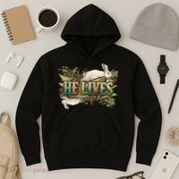 Easter Cross He Is Risen Jesus Christian He Lives Hoodie thumb 3