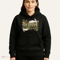 Easter Cross He Is Risen Jesus Christian He Lives Hoodie thumb 5