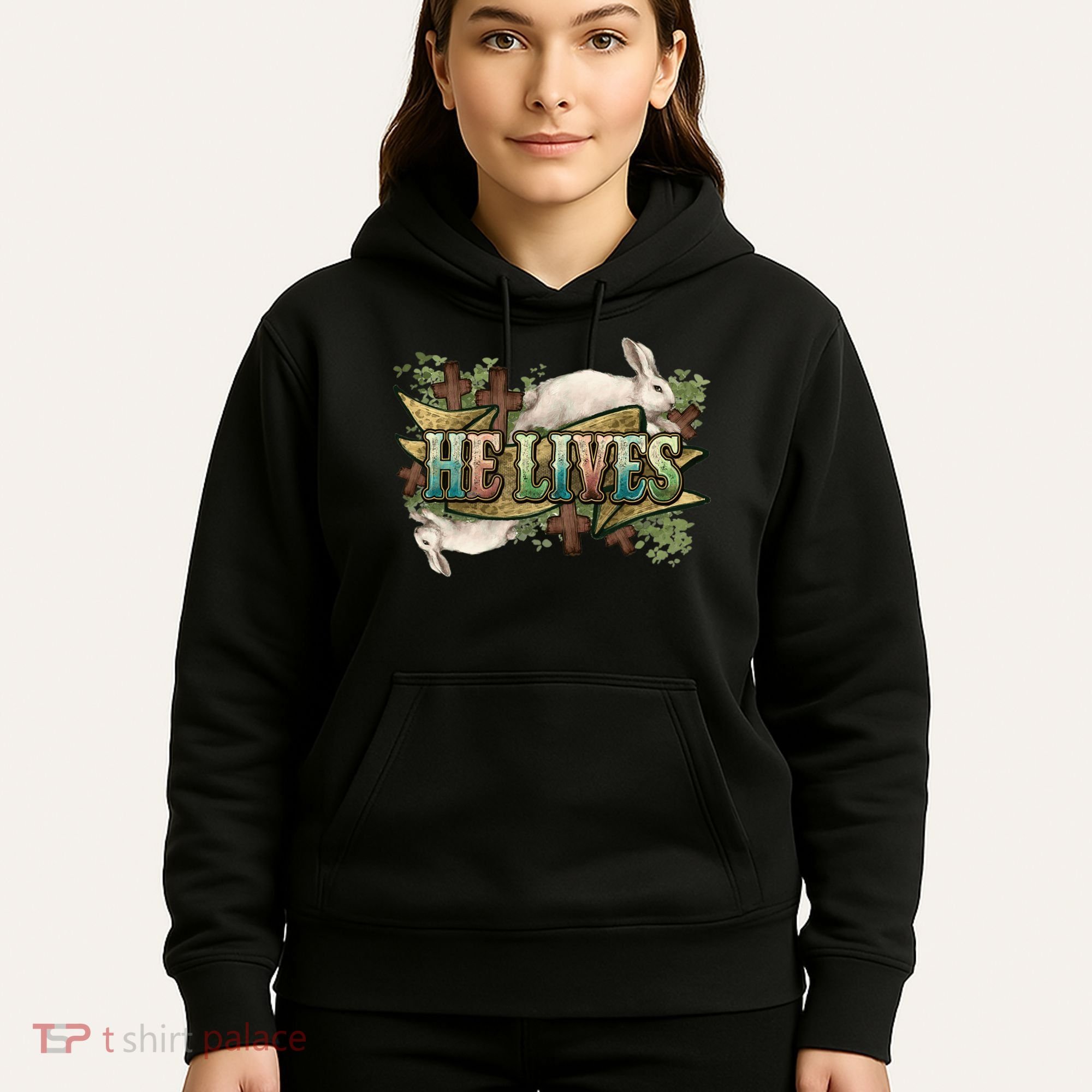Easter Cross He Is Risen Jesus Christian He Lives Hoodie