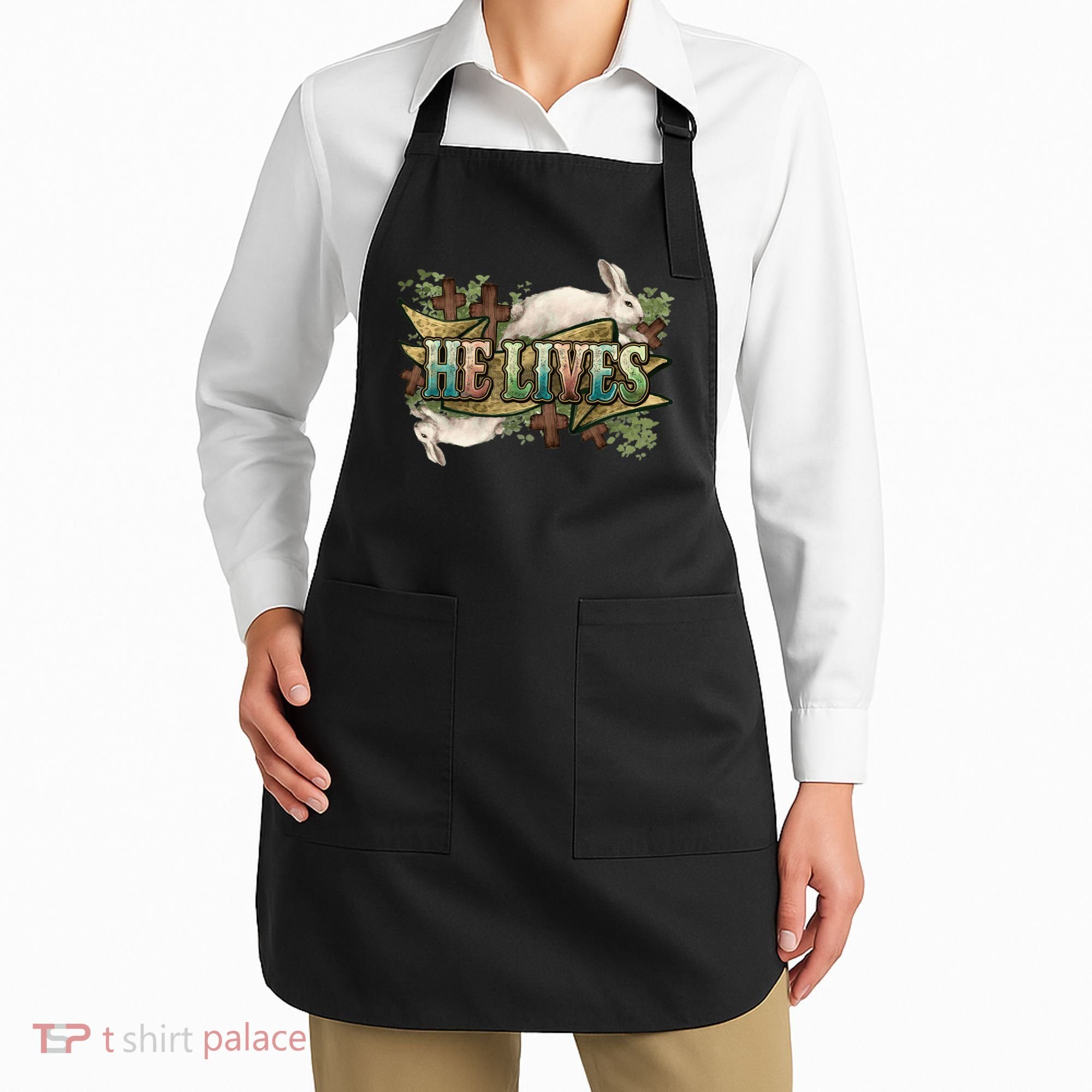 Easter Cross He Is Risen Jesus Christian He Lives Apron