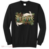 Easter Cross He Is Risen Jesus Christian He Lives Sweatshirt thumb 0