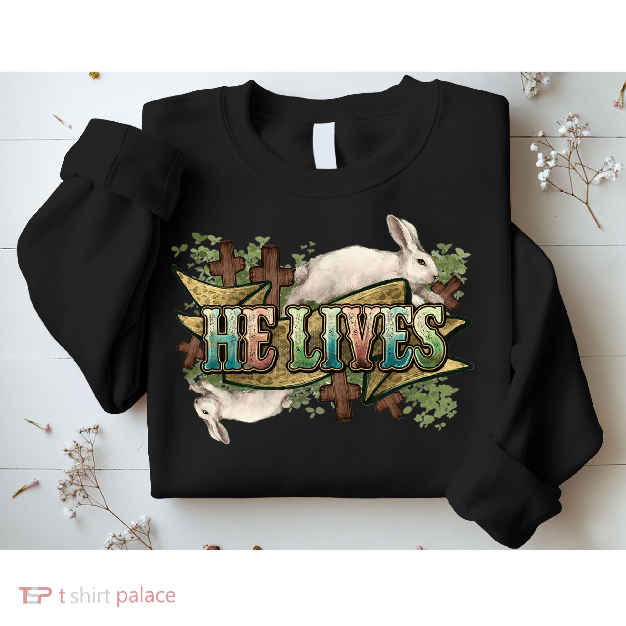 Easter Cross He Is Risen Jesus Christian He Lives Sweatshirt