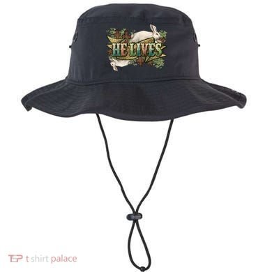 Easter Cross He Is Risen Jesus Christian He Lives Bucket Hat