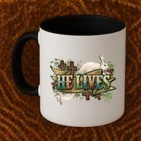 Easter Cross He Is Risen Jesus Christian He Lives Coffee Mug thumb 2