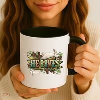 Easter Cross He Is Risen Jesus Christian He Lives Coffee Mug thumb 3