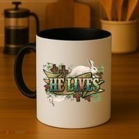 Easter Cross He Is Risen Jesus Christian He Lives Coffee Mug thumb 4