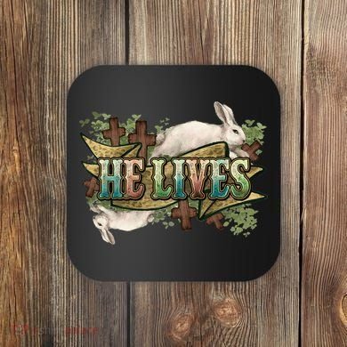 Easter Cross He Is Risen Jesus Christian He Lives Coaster