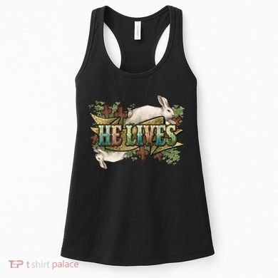 Easter Cross He Is Risen Jesus Christian He Lives Women's Tank Top
