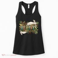 Easter Cross He Is Risen Jesus Christian He Lives Women's Tank Top thumb 0