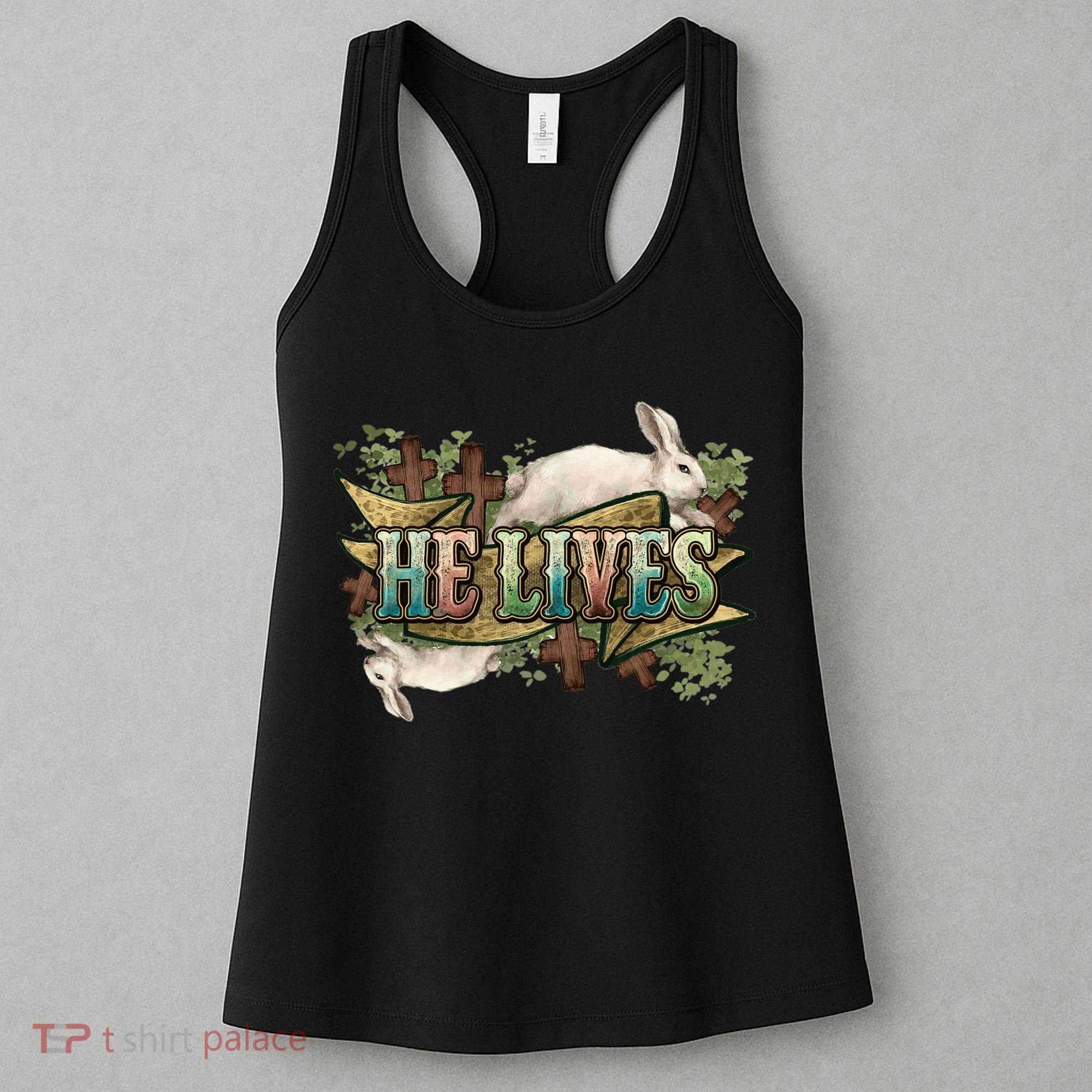 Easter Cross He Is Risen Jesus Christian He Lives Women's Tank Top