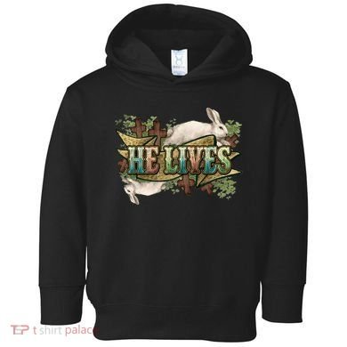 Easter Cross He Is Risen Jesus Christian He Lives Toddler Hoodie