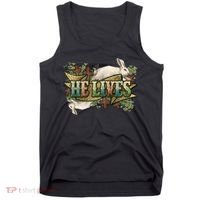 Easter Cross He Is Risen Jesus Christian He Lives Tank Top thumb 0