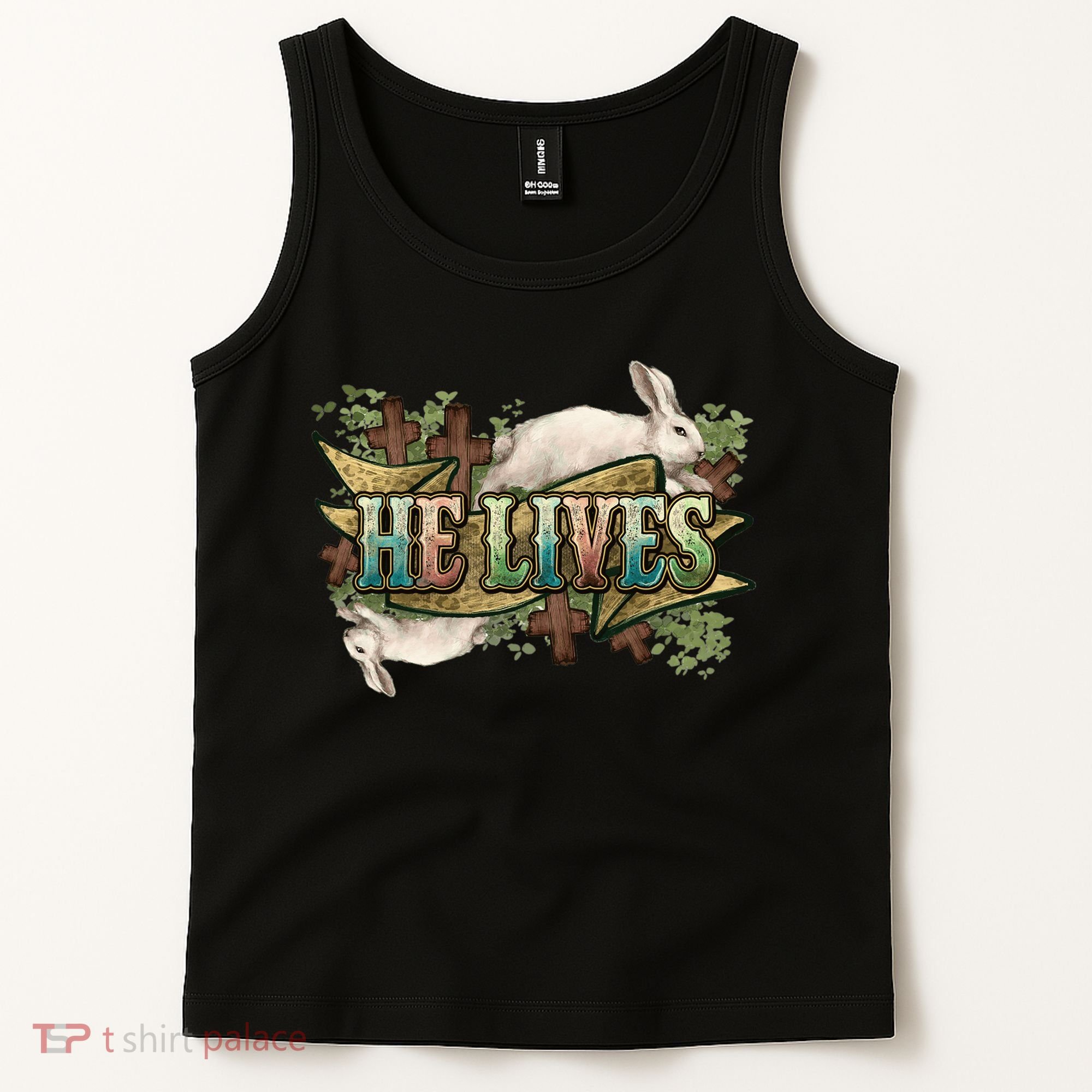 Easter Cross He Is Risen Jesus Christian He Lives Tank Top