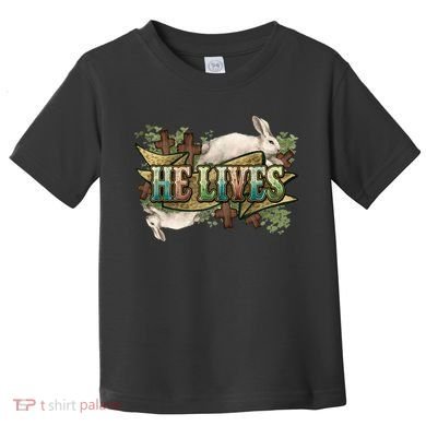Easter Cross He Is Risen Jesus Christian He Lives Toddler T-Shirt