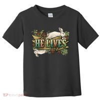 Easter Cross He Is Risen Jesus Christian He Lives Toddler T-Shirt thumb 0