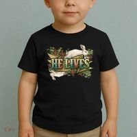 Easter Cross He Is Risen Jesus Christian He Lives Toddler T-Shirt thumb 2