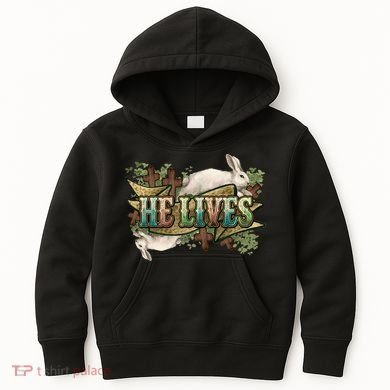 Easter Cross He Is Risen Jesus Christian He Lives Kids Hoodie