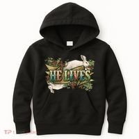 Easter Cross He Is Risen Jesus Christian He Lives Kids Hoodie thumb 0
