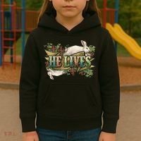 Easter Cross He Is Risen Jesus Christian He Lives Kids Hoodie thumb 3