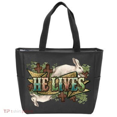Easter Cross He Is Risen Jesus Christian He Lives Tote Bag