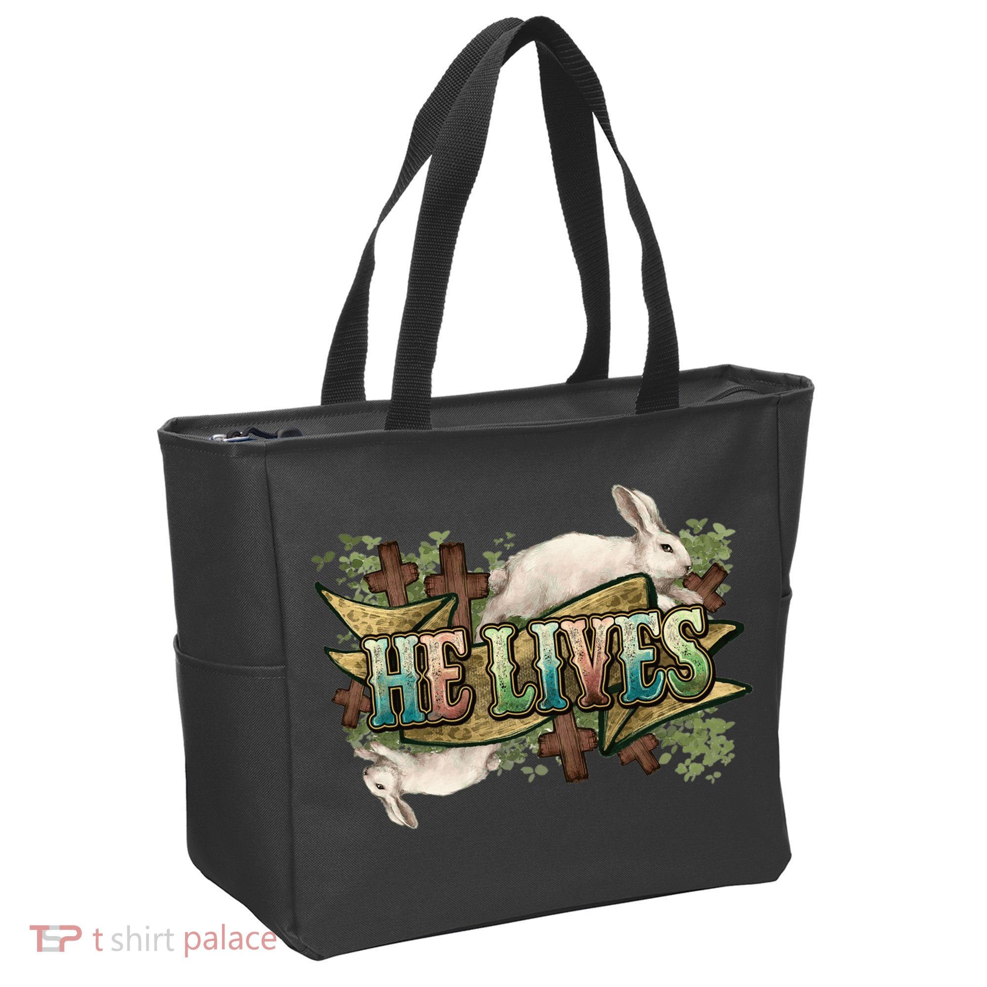Easter Cross He Is Risen Jesus Christian He Lives Tote Bag