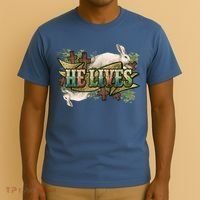 Easter Cross He Is Risen Jesus Christian He Lives T-Shirt thumb 3