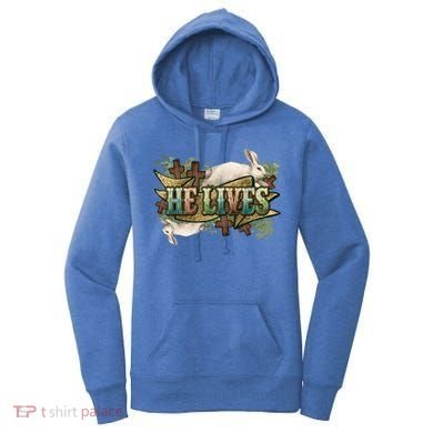Easter Cross He Is Risen Jesus Christian He Lives Women's Hoodie