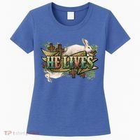 Easter Cross He Is Risen Jesus Christian He Lives Women's T-Shirt thumb 0