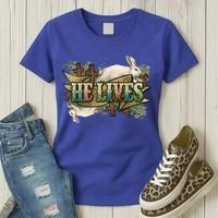 Easter Cross He Is Risen Jesus Christian He Lives Women's T-Shirt thumb 3