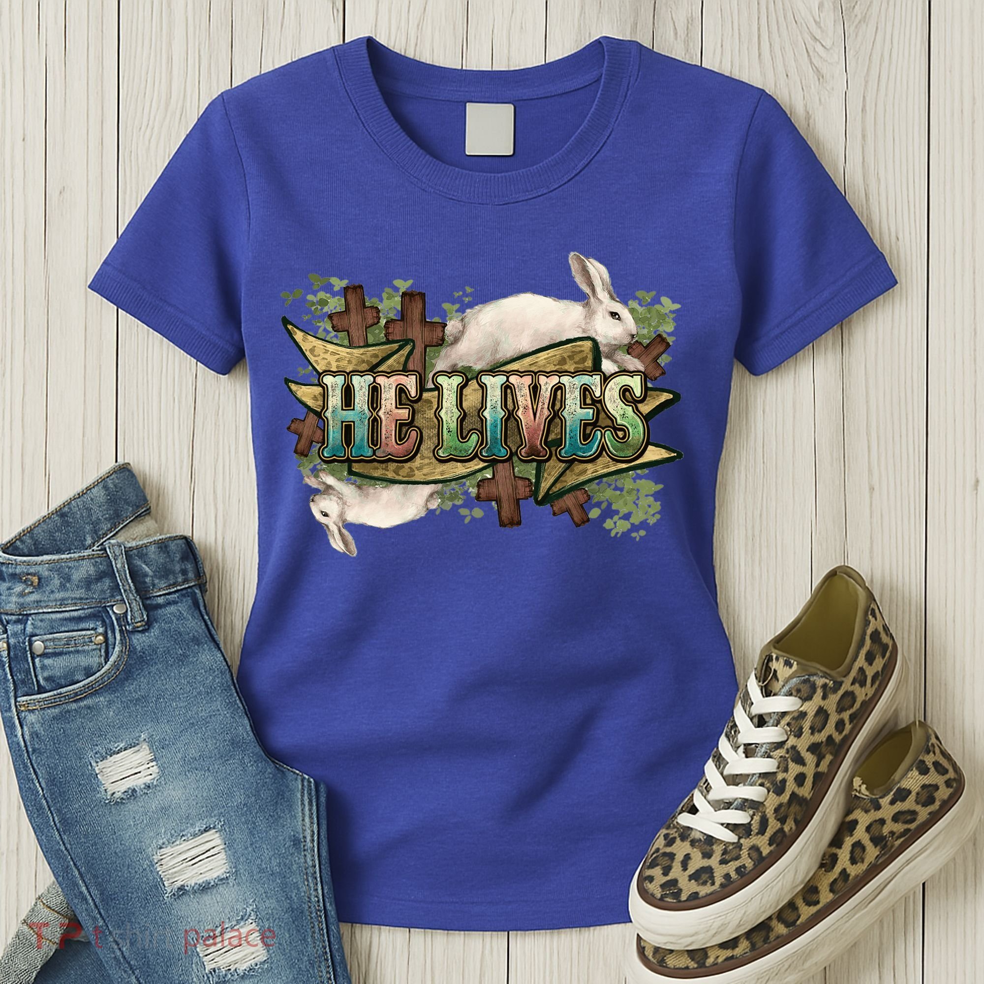 Easter Cross He Is Risen Jesus Christian He Lives Women's T-Shirt