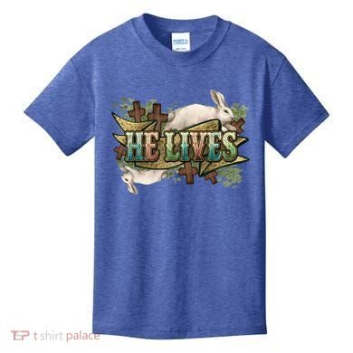 Easter Cross He Is Risen Jesus Christian He Lives Kids T-Shirt