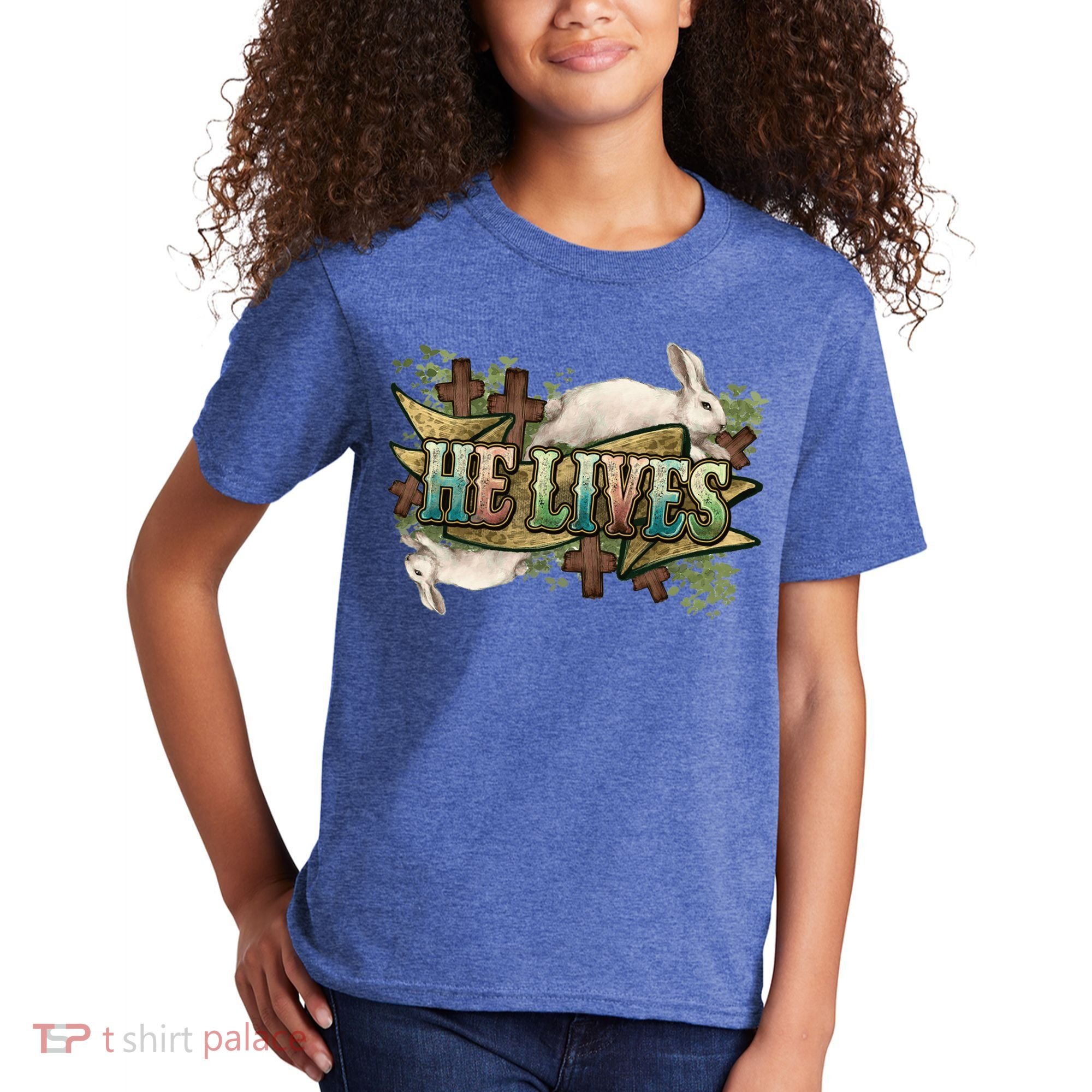 Easter Cross He Is Risen Jesus Christian He Lives Kids T-Shirt