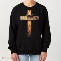 Easter Cross He Is Risen Jesus Christian Women Women's Sweatshirt thumb 0