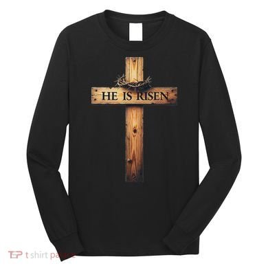 Easter Cross He Is Risen Jesus Christian Women Long Sleeve Shirt