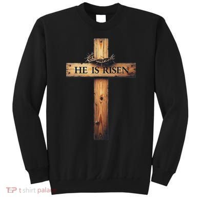 Easter Cross He Is Risen Jesus Christian Women Sweatshirt