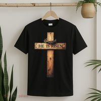 Easter Cross He Is Risen Jesus Christian Women T-Shirt thumb 2