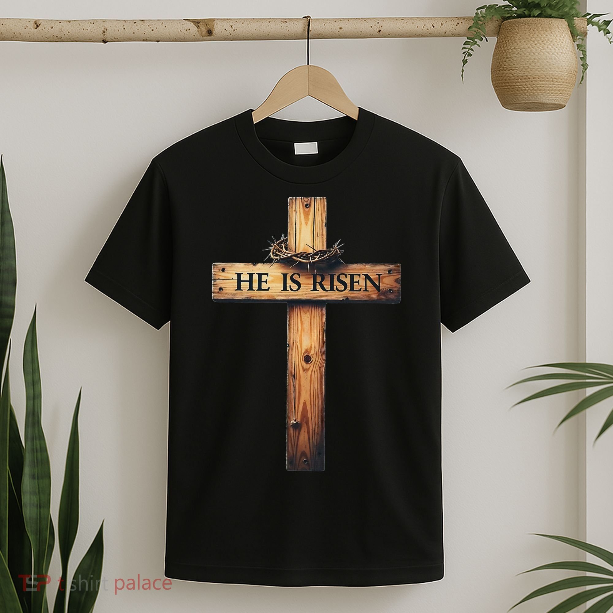 Easter Cross He Is Risen Jesus Christian Women T-Shirt