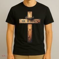 Easter Cross He Is Risen Jesus Christian Women T-Shirt thumb 3